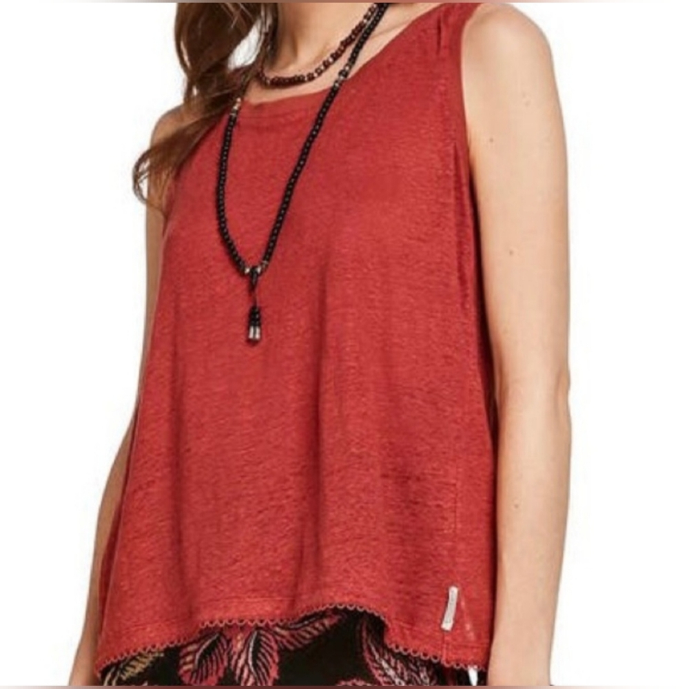 Scotch & Soda Crossover 100% Linen Tank in Terracotta Sz XL